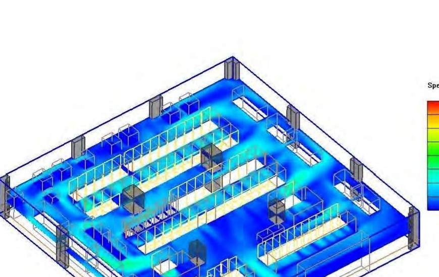 Data Center CFD — Speed distribution across server racks (ASHRAE Standard, USA)